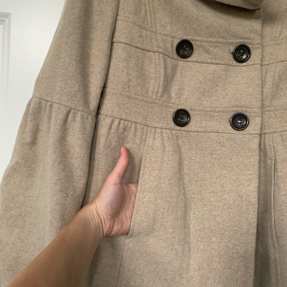 {Loft} beige bell sleeve wool coat size 2 EUC! - Picture 4 of 7
